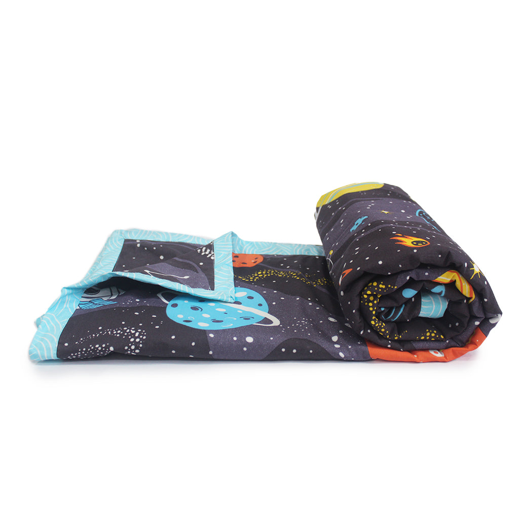 Outer Space 100% Cotton 3 Layer Reversible Single Blanket Dohar for Boys & Girls (Can be Personalised)