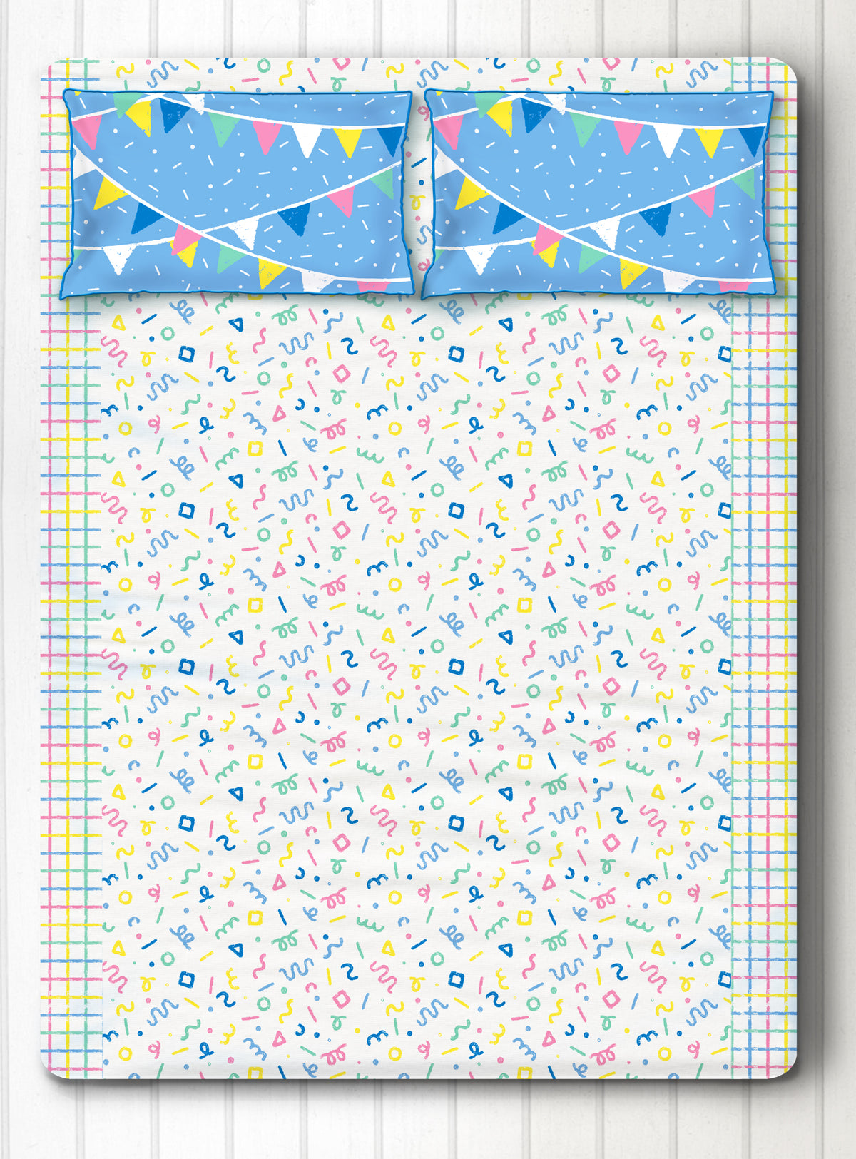 Confetti Pop Pastel 100% Cotton Bedsheet for Boys and Girls with Pillow Cover - Single/Double/King (Can be Personalised) (Copy) (Copy)