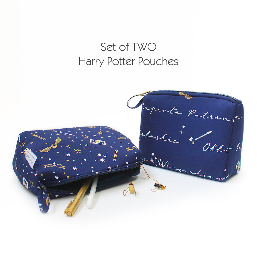 Multipurpose Pouch with Waterproof Lining || Stationery Pouch, Toiletries Pouch, Accessories Pouch - Harry Potter Set of 2