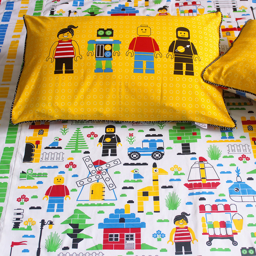 Let's Go Build 100% Cotton Bedsheet for Boys and Girls with Pillow Cover - Single/Double/King (Can be Personalised)
