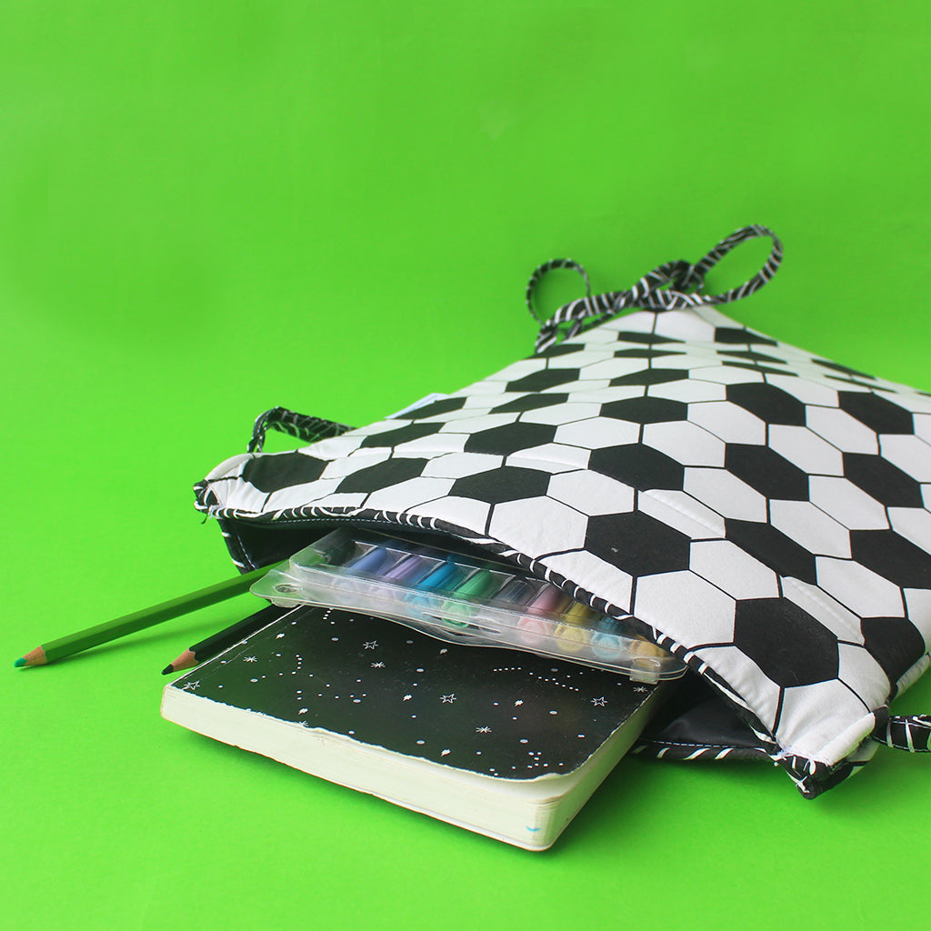 Drawstring Bag with Waterproof Lining || Multipurpose, Swimming Bag, Tuition Bag - Football Pattern (Can be Personalised)