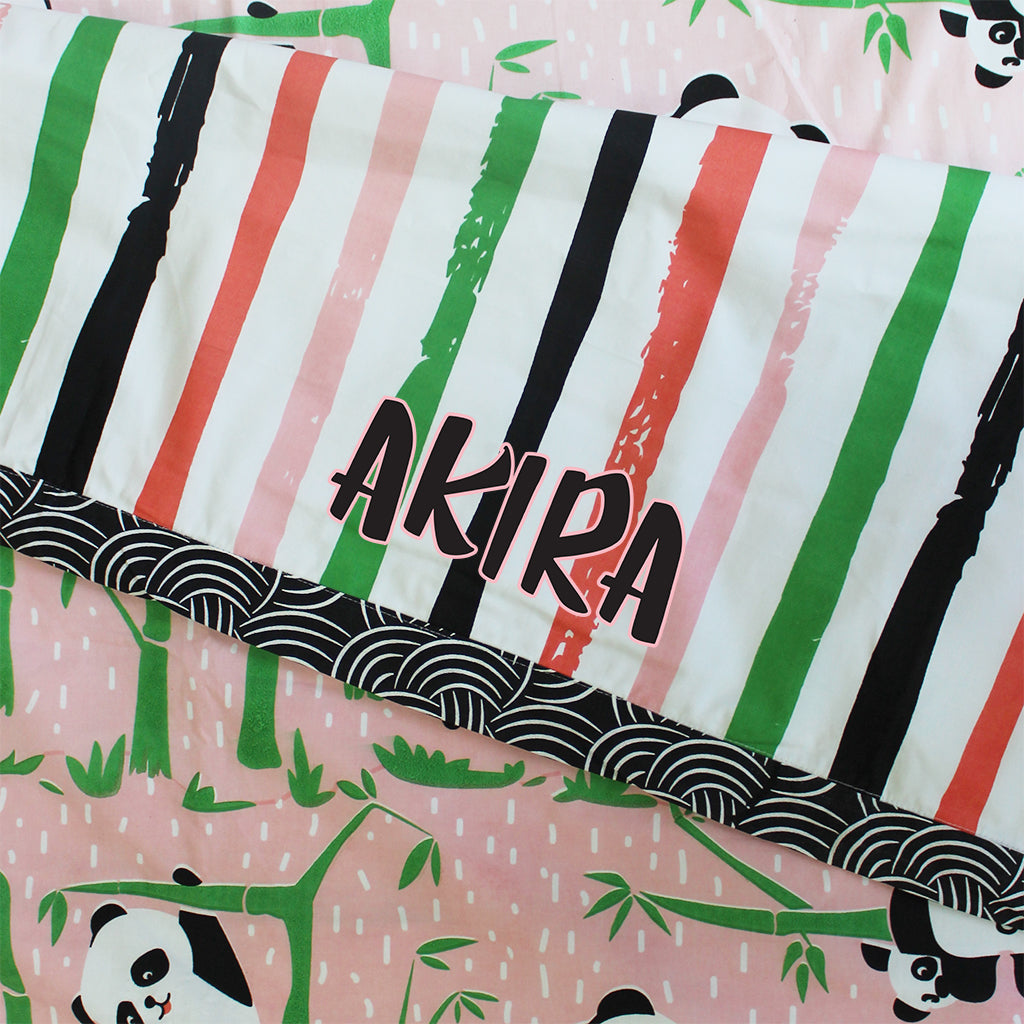 Panda Village 100% Cotton 3 Layer Reversible Single Blanket Dohar for Boys & Girls - Pink (Can be Personalised)