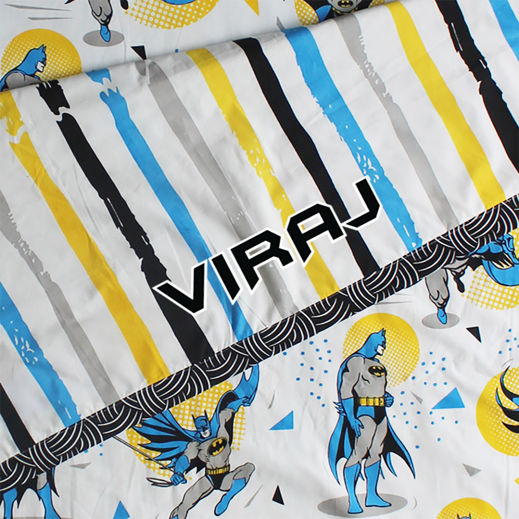 Official Batman 100% Cotton 3 Layer Reversible Single Blanket Dohar for Boys & Girls (Can be Personalised)