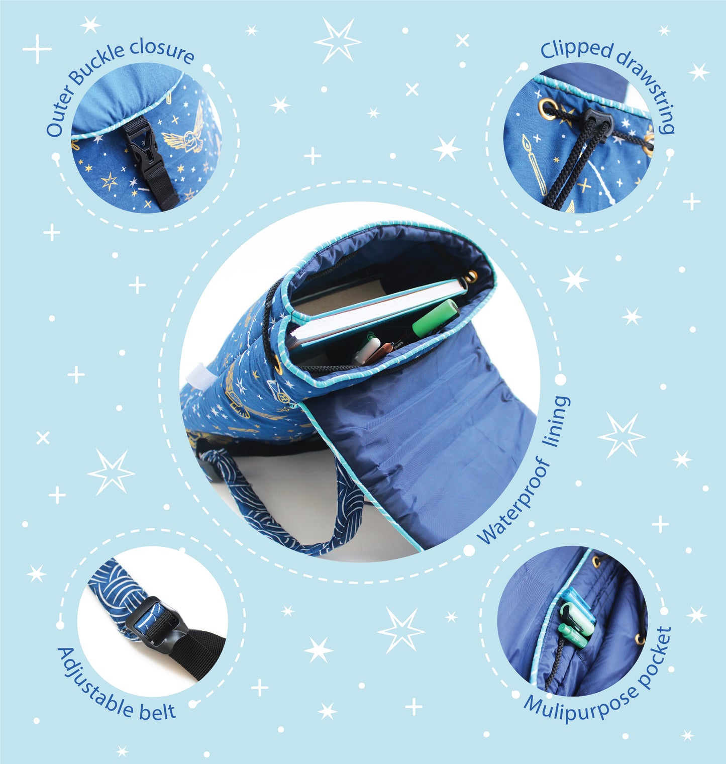 Official Harry Potter House Backpack Bag with Waterproof Lining || Multipurpose, Swimming Bag, Playtime Bag, Tuition Bag (Can be Personalised) - Slytherin