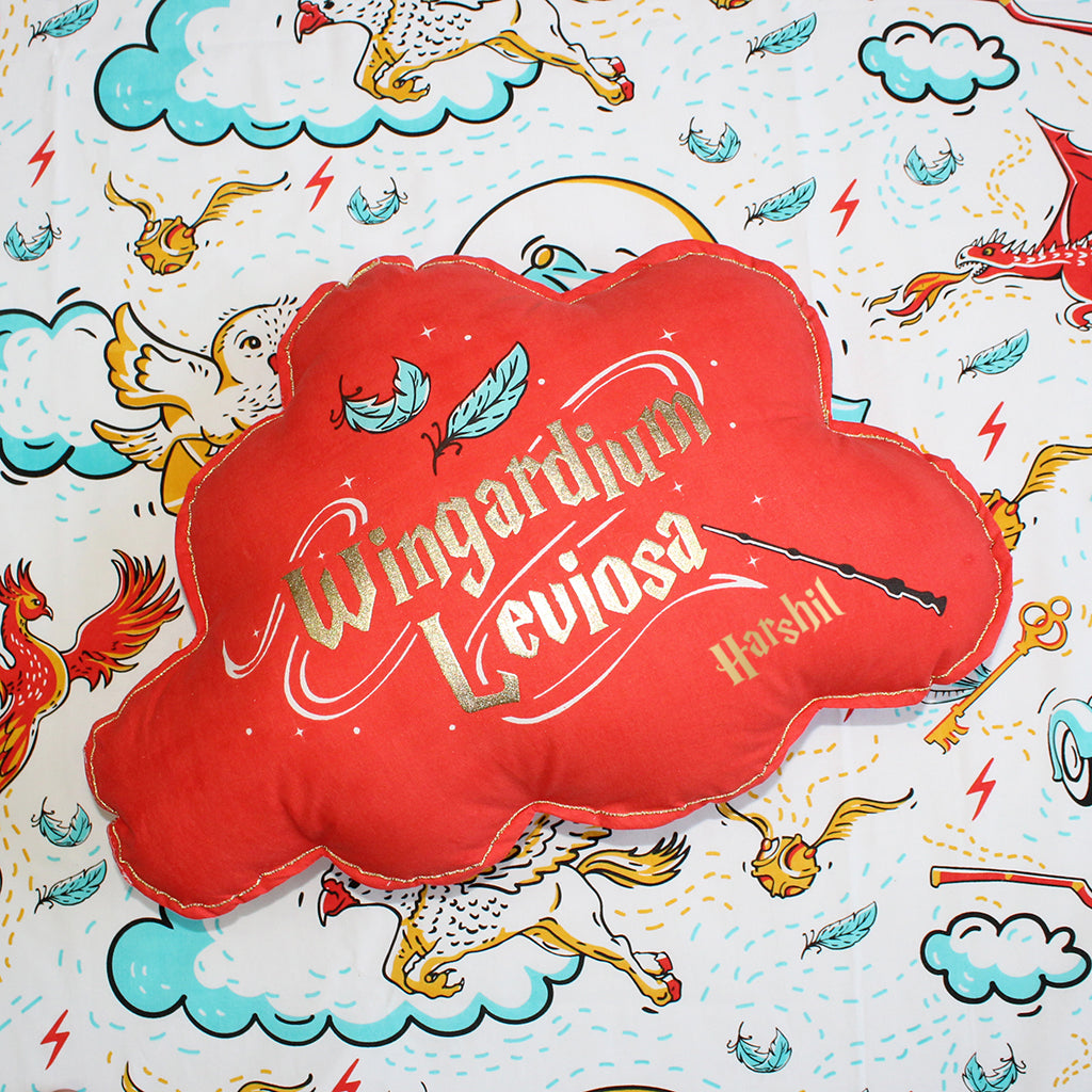 Official Harry Potter Wingardium Leviosa Cloud Shape Cushion for Boys & Girls (Can be Personalised)