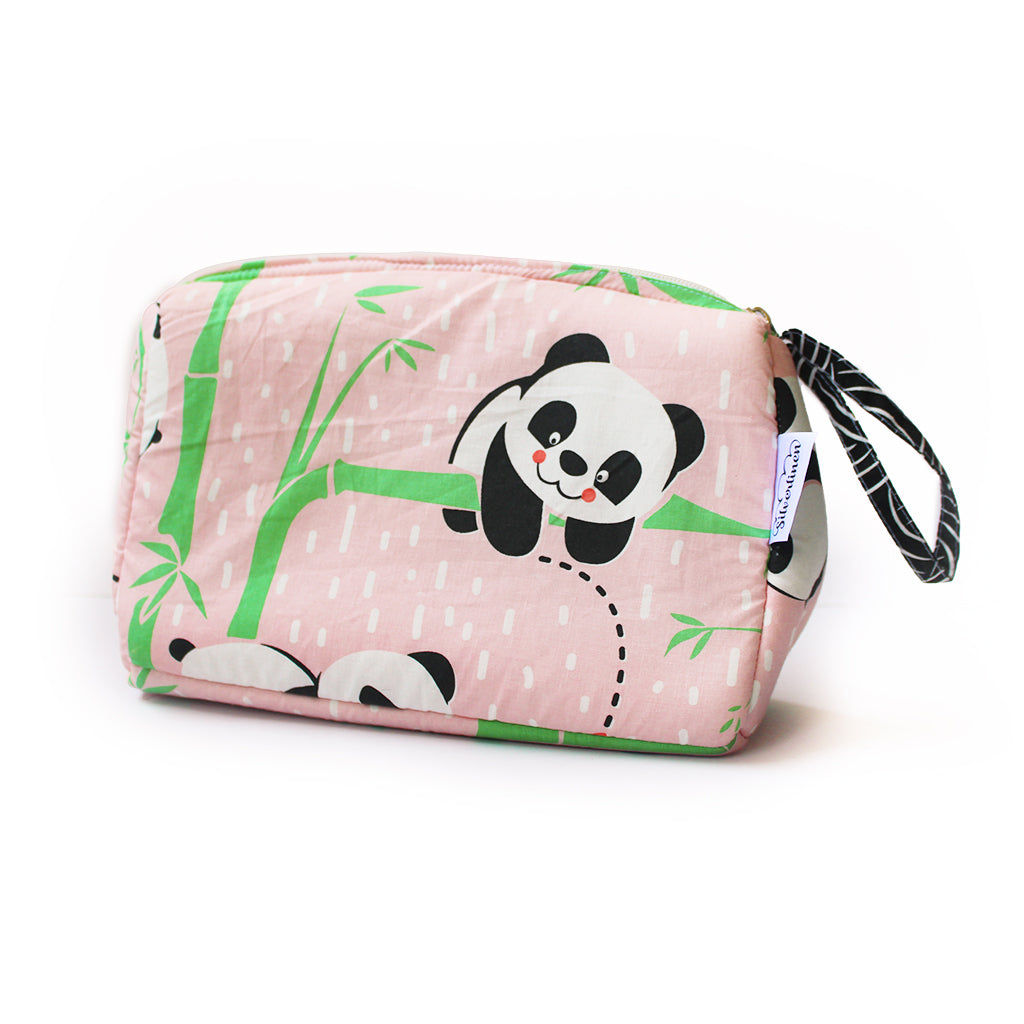 Drawstring Bag and Pouch Combo with Waterproof Lining || Multipurpose - Pink Panda Village