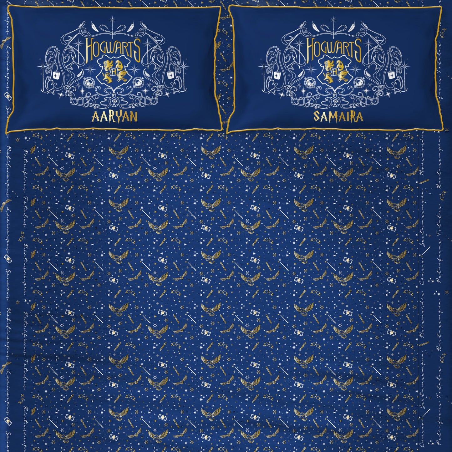 Official Harry Potter 100% Cotton Bedsheet with Pillow Cover - Hogwarts - Single/Double/King (Can be Personalised)