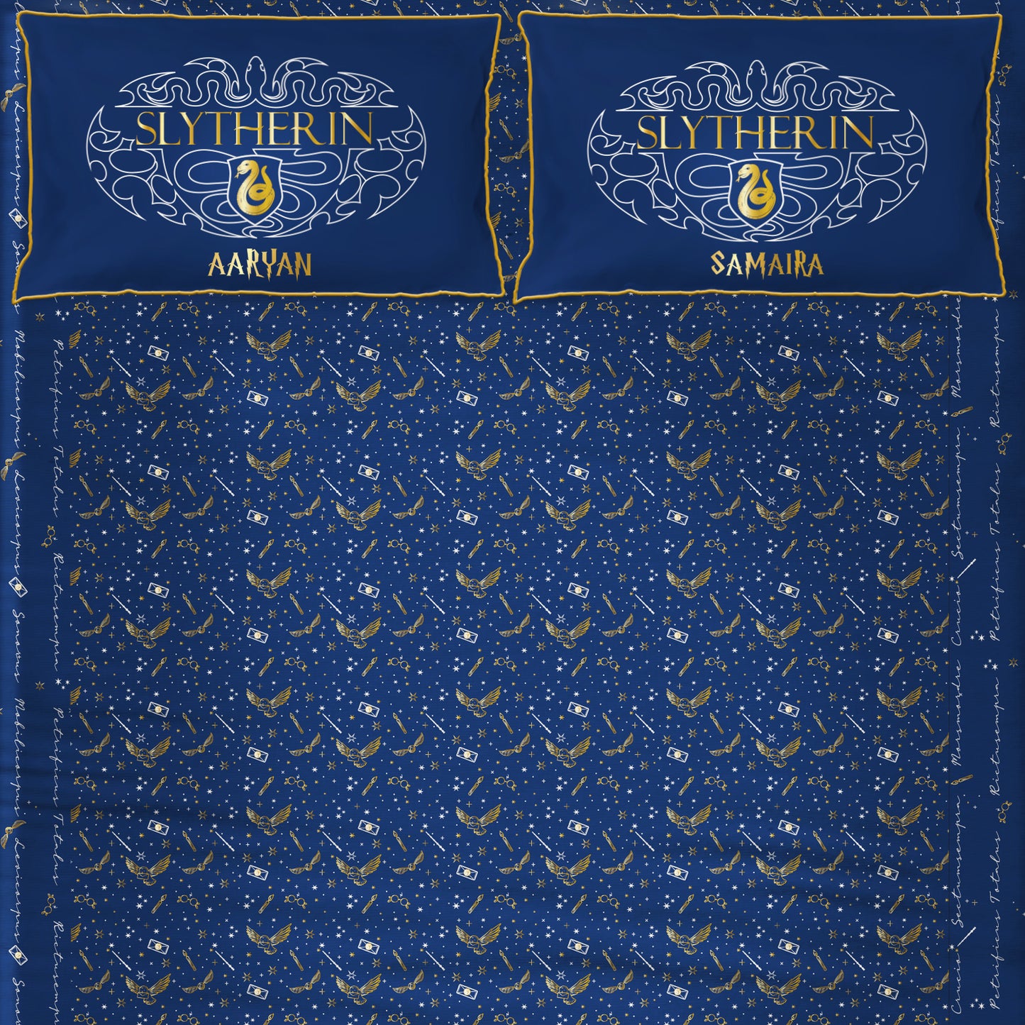 Official Harry Potter 100% Cotton Bedsheet with Pillow Cover - Slytherin - Single/Double (Can be Personalised)