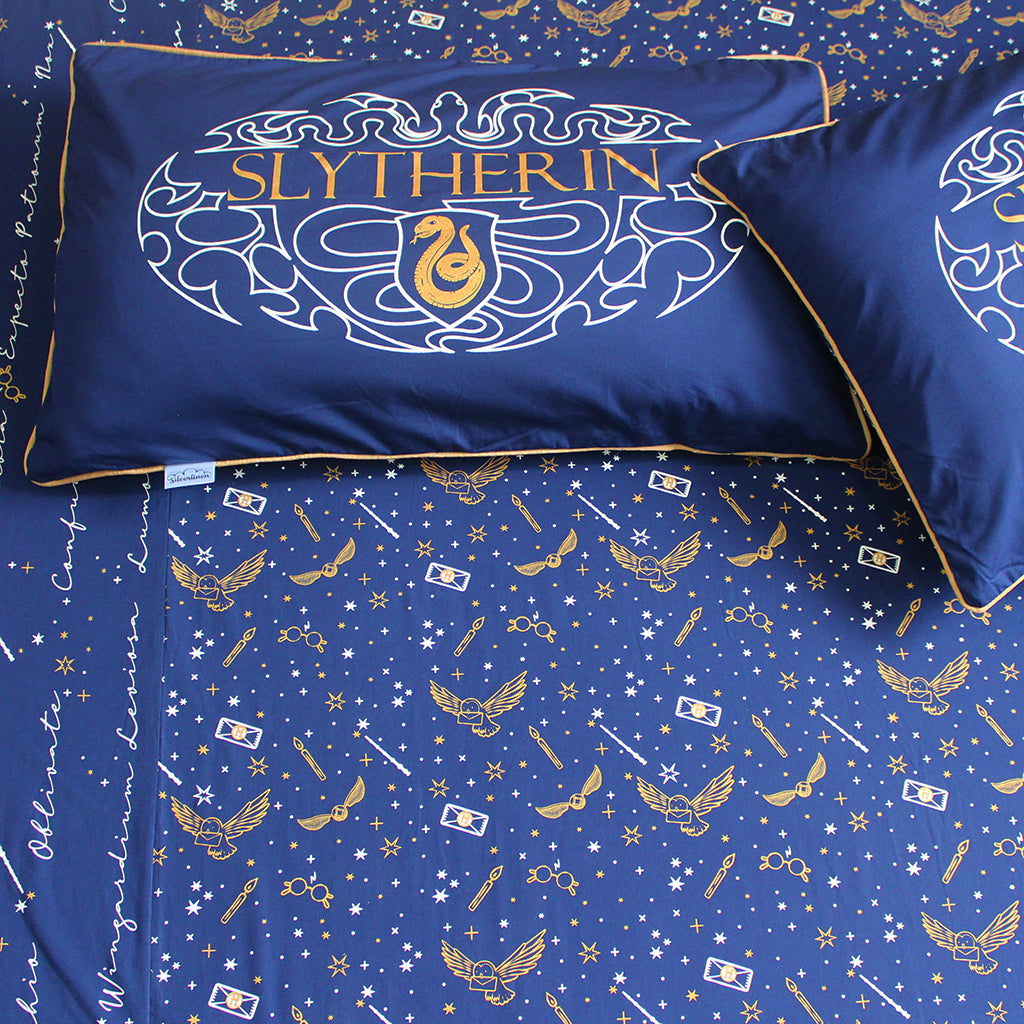 Official Harry Potter 100% Cotton Bedsheet with Pillow Cover - Slytherin - Single/Double (Can be Personalised)