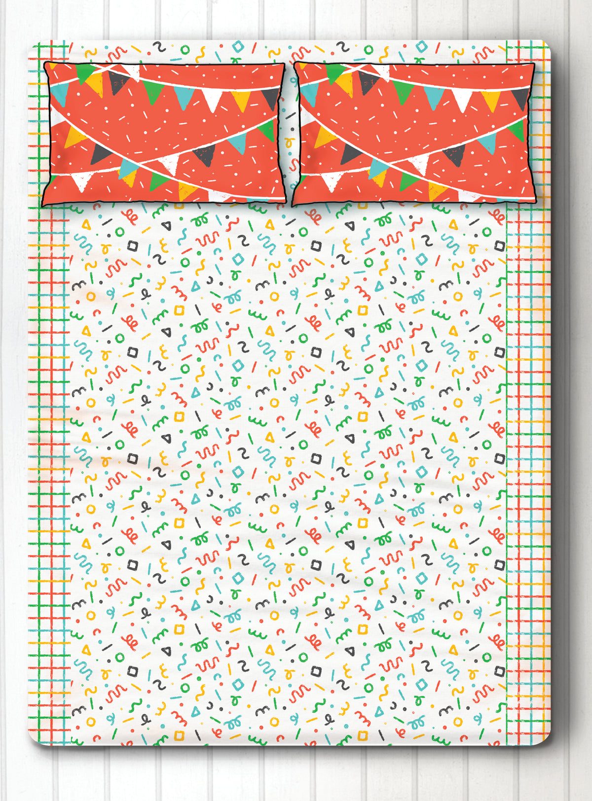 Confetti Pop Bold 100% Cotton Bedsheet for Boys and Girls with Pillow Cover - Single/Double/King (Can be Personalised) (Copy)