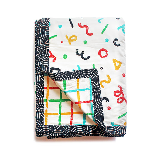Confetti Pop Bold 100% Cotton 3 Layer Reversible Single Blanket Dohar for Boys & Girls (Can be Personalised) (Copy)