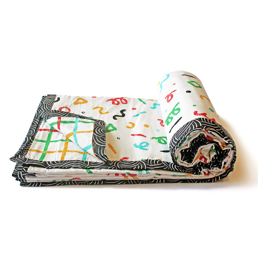 Confetti Pop Bold 100% Cotton 3 Layer Reversible Single Blanket Dohar for Boys & Girls (Can be Personalised) (Copy)