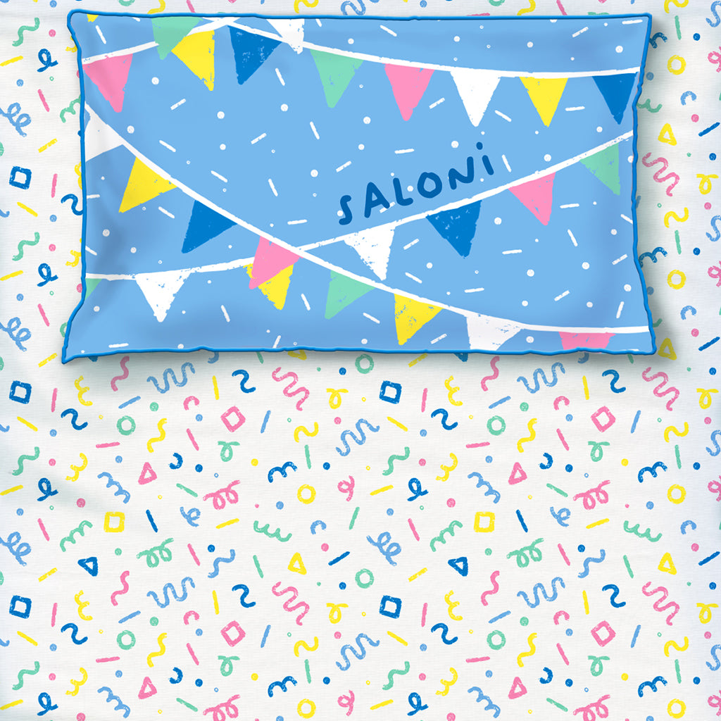 Confetti Pop Pastel 100% Cotton Bedsheet for Boys and Girls with Pillow Cover - Single/Double/King (Can be Personalised) (Copy) (Copy)