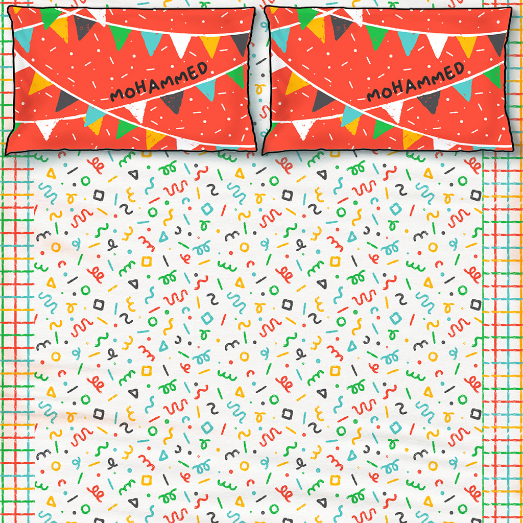 Confetti Pop Bold 100% Cotton Bedsheet for Boys and Girls with Pillow Cover - Single/Double/King (Can be Personalised) (Copy)