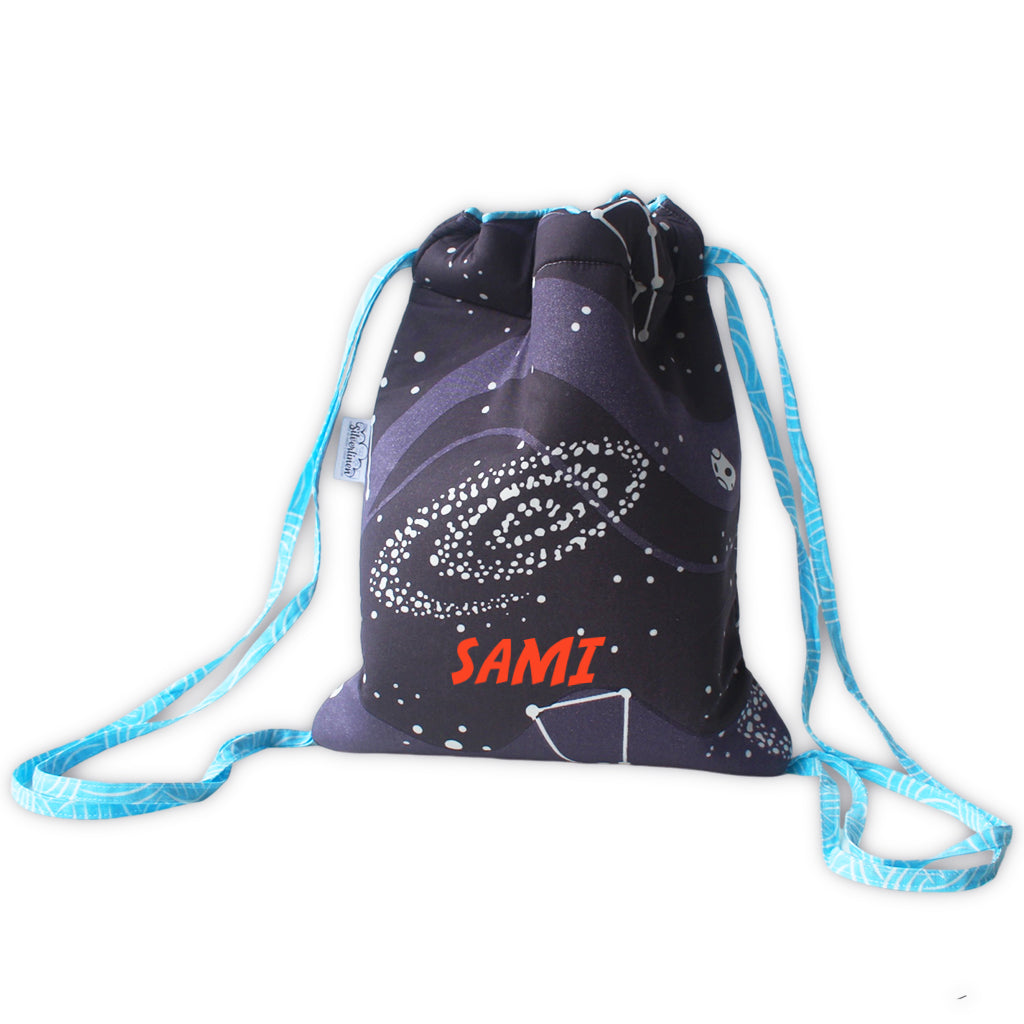 Drawstring Bag with Waterproof Lining || Multipurpose, Swimming Bag, Tuition Bag (Can be Personalised) - Constellations