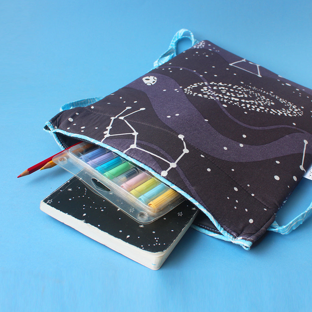 Drawstring Bag with Waterproof Lining || Multipurpose, Swimming Bag, Tuition Bag (Can be Personalised) - Constellations