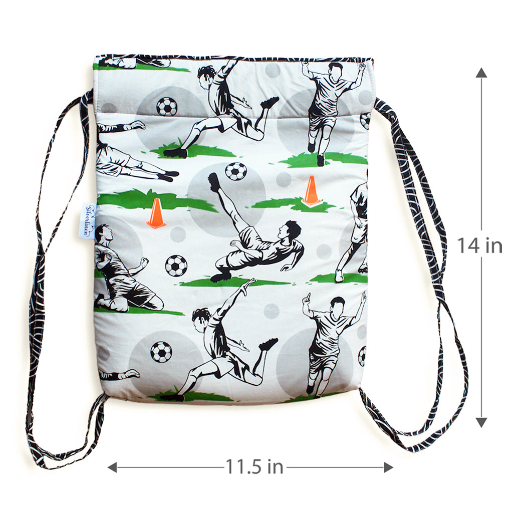 Drawstring Bag and Pouch Combo with Waterproof Lining || Multipurpose - Football