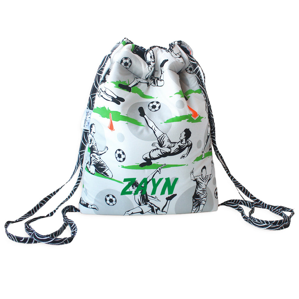 Drawstring Bag with Waterproof Lining || Multipurpose, Swimming Bag, Tuition Bag (Can be Personalised)- Football