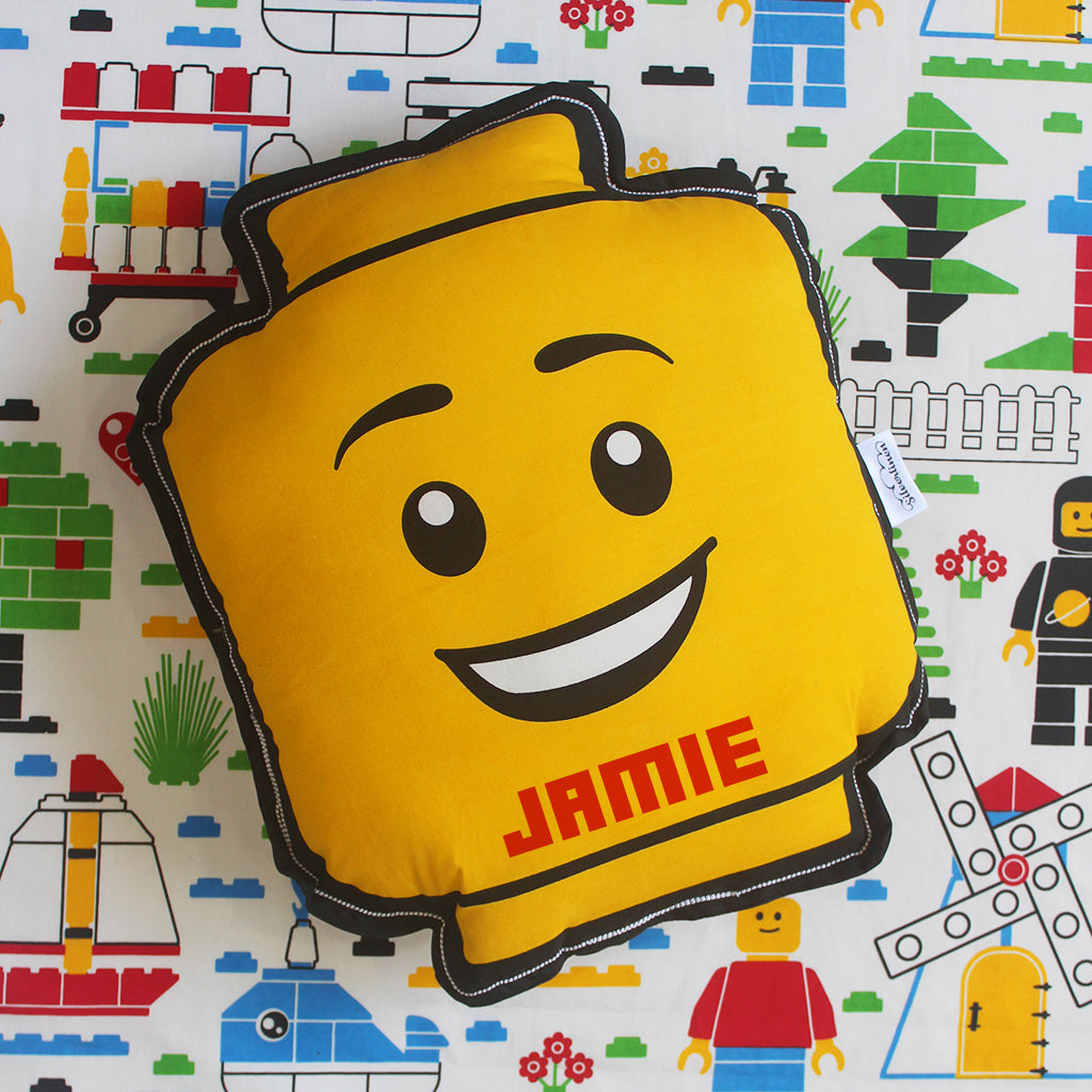 Let's Go Build Face Shape Cushion for Boys & Girls (Can be Personalised)