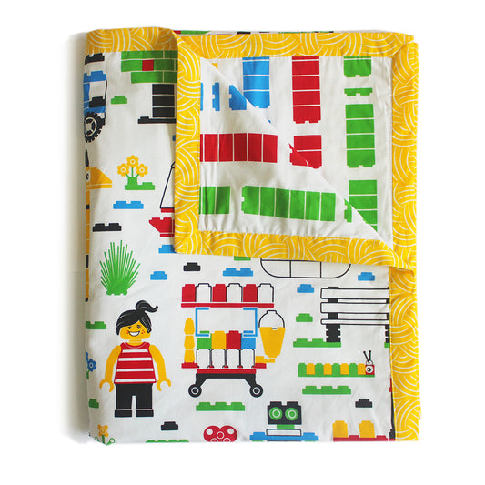 Let's Go Build 100% Cotton 3 Layer Reversible Single Blanket Dohar for Boys & Girls (Can be Personalised)