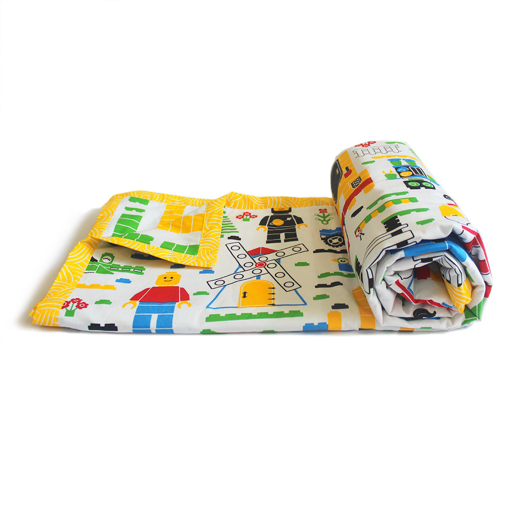 Let's Go Build 100% Cotton 3 Layer Reversible Single Blanket Dohar for Boys & Girls (Can be Personalised)