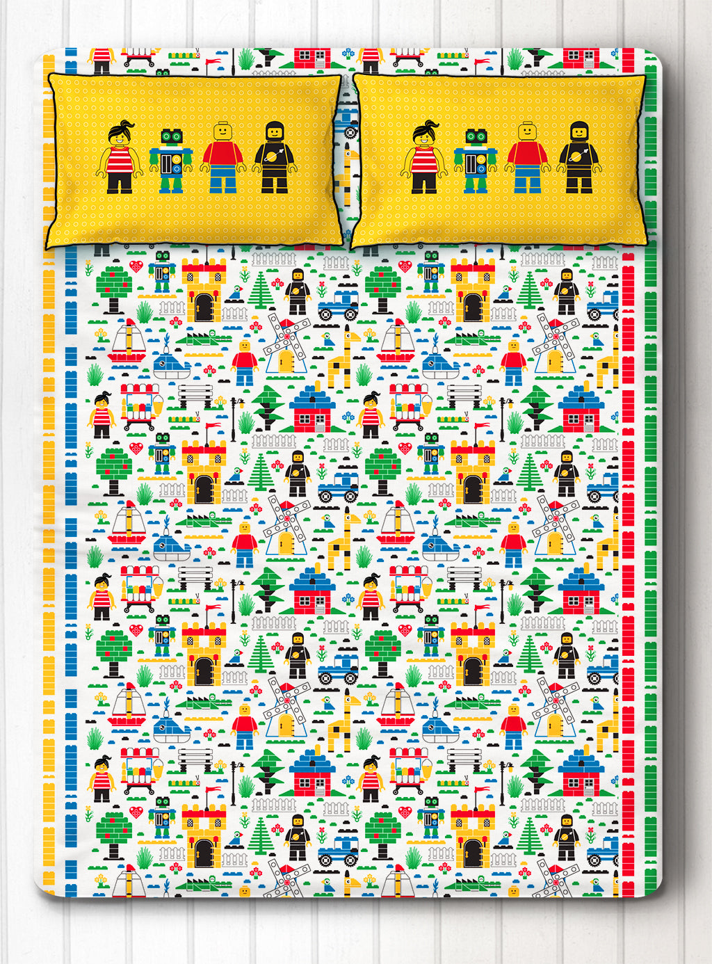 Let's Go Build 100% Cotton Bedsheet for Boys and Girls with Pillow Cover - Single/Double/King (Can be Personalised)