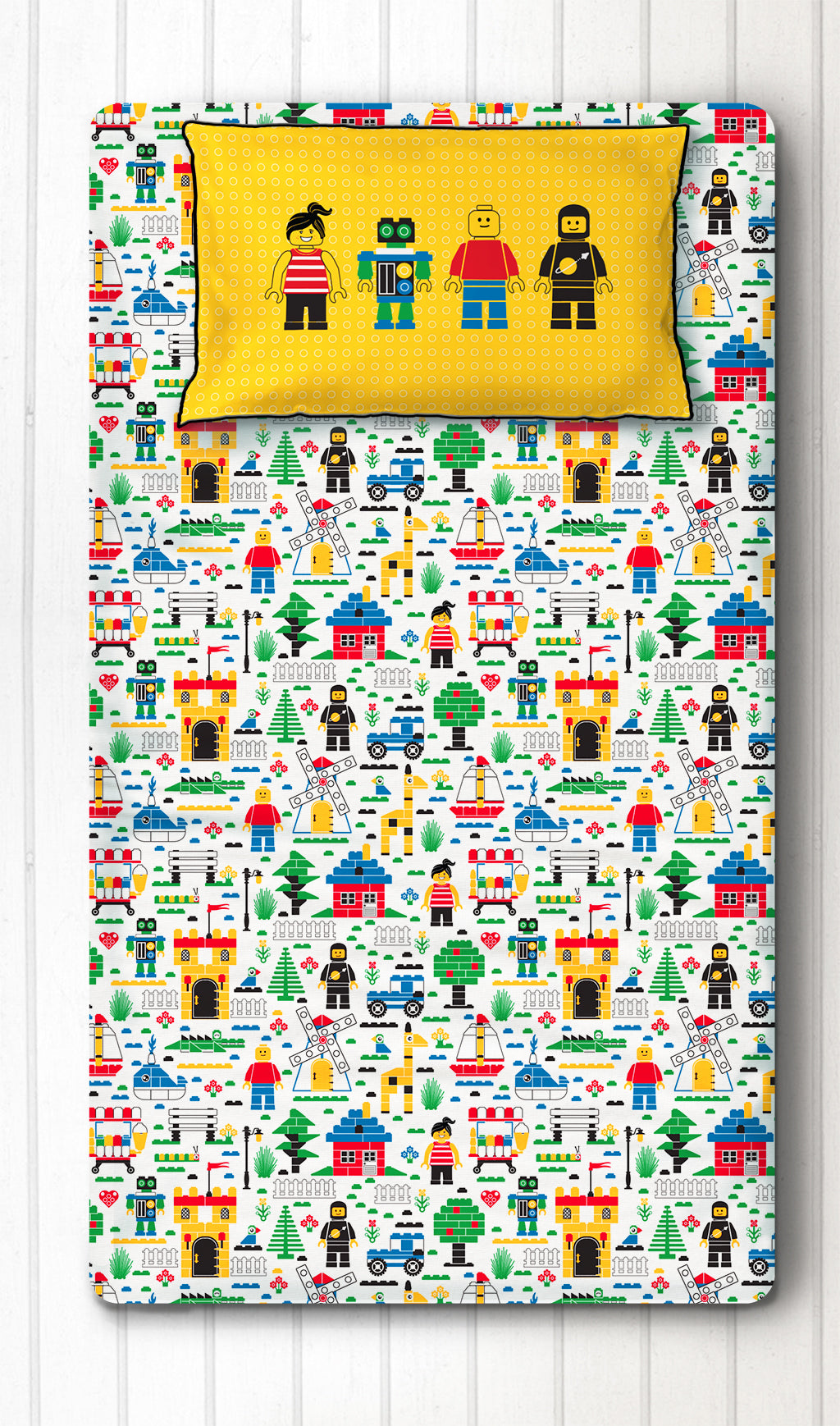 Let's Go Build 100% Cotton Bedsheet for Boys and Girls with Pillow Cover - Single/Double/King (Can be Personalised)