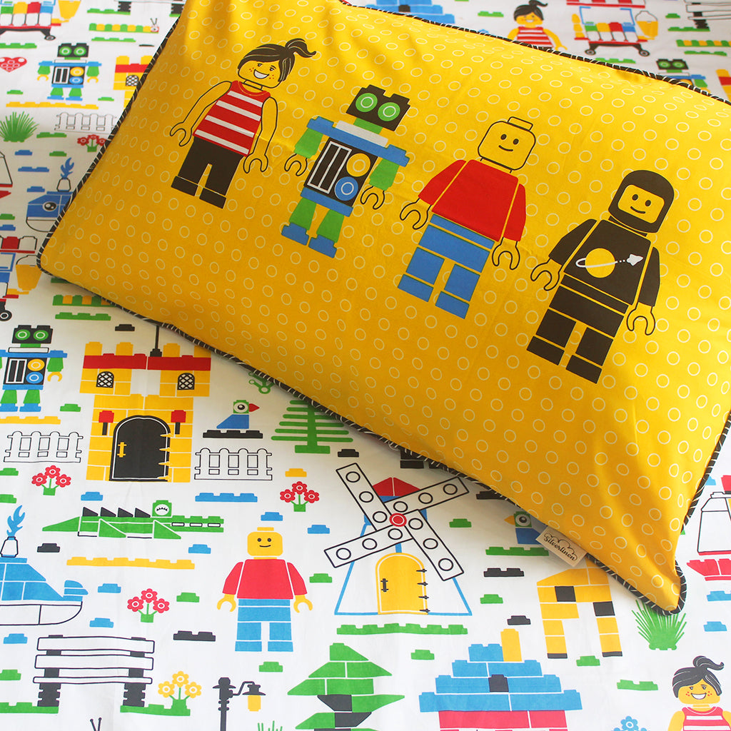 Let's Go Build 100% Cotton Bedsheet for Boys and Girls with Pillow Cover - Single/Double/King (Can be Personalised)
