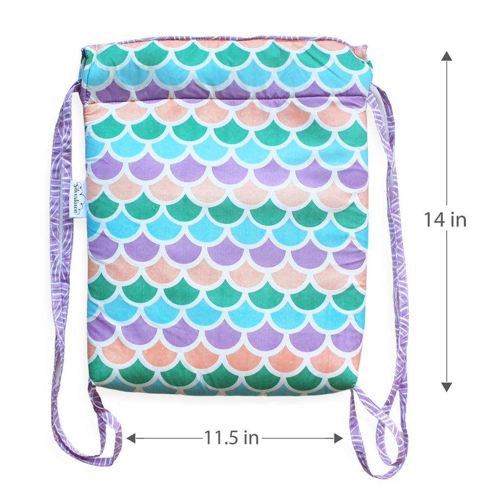 Drawstring Bag and Pouch Combo with Waterproof Lining || Multipurpose - Mermaid Scales