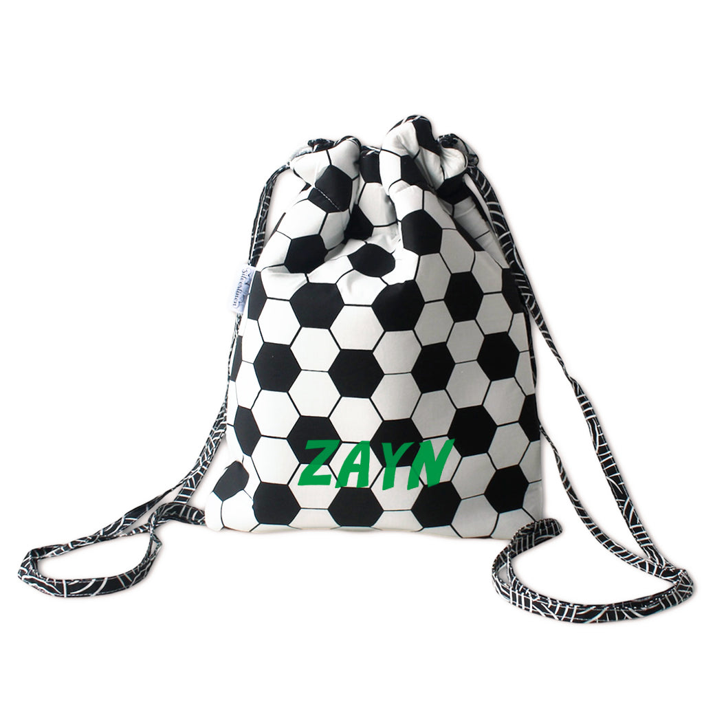 Drawstring Bag with Waterproof Lining || Multipurpose, Swimming Bag, Tuition Bag - Football Pattern (Can be Personalised)