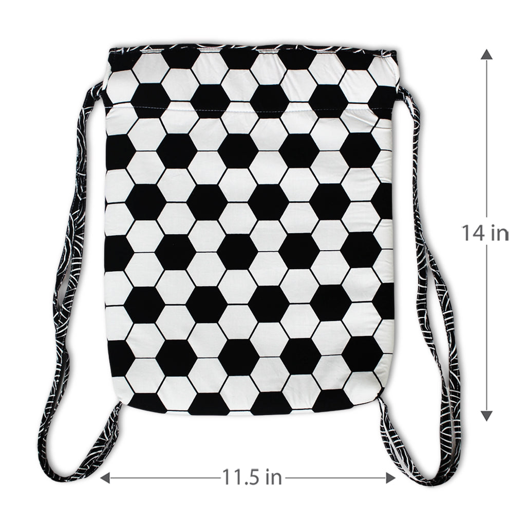 Drawstring Bag with Waterproof Lining || Multipurpose, Swimming Bag, Tuition Bag - Football Pattern (Can be Personalised)