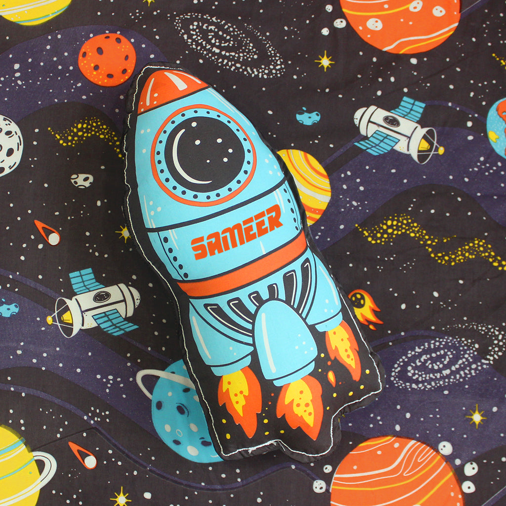 Outer Space Rocket Shape Cushion for Boys & Girls (Can be Personalised)