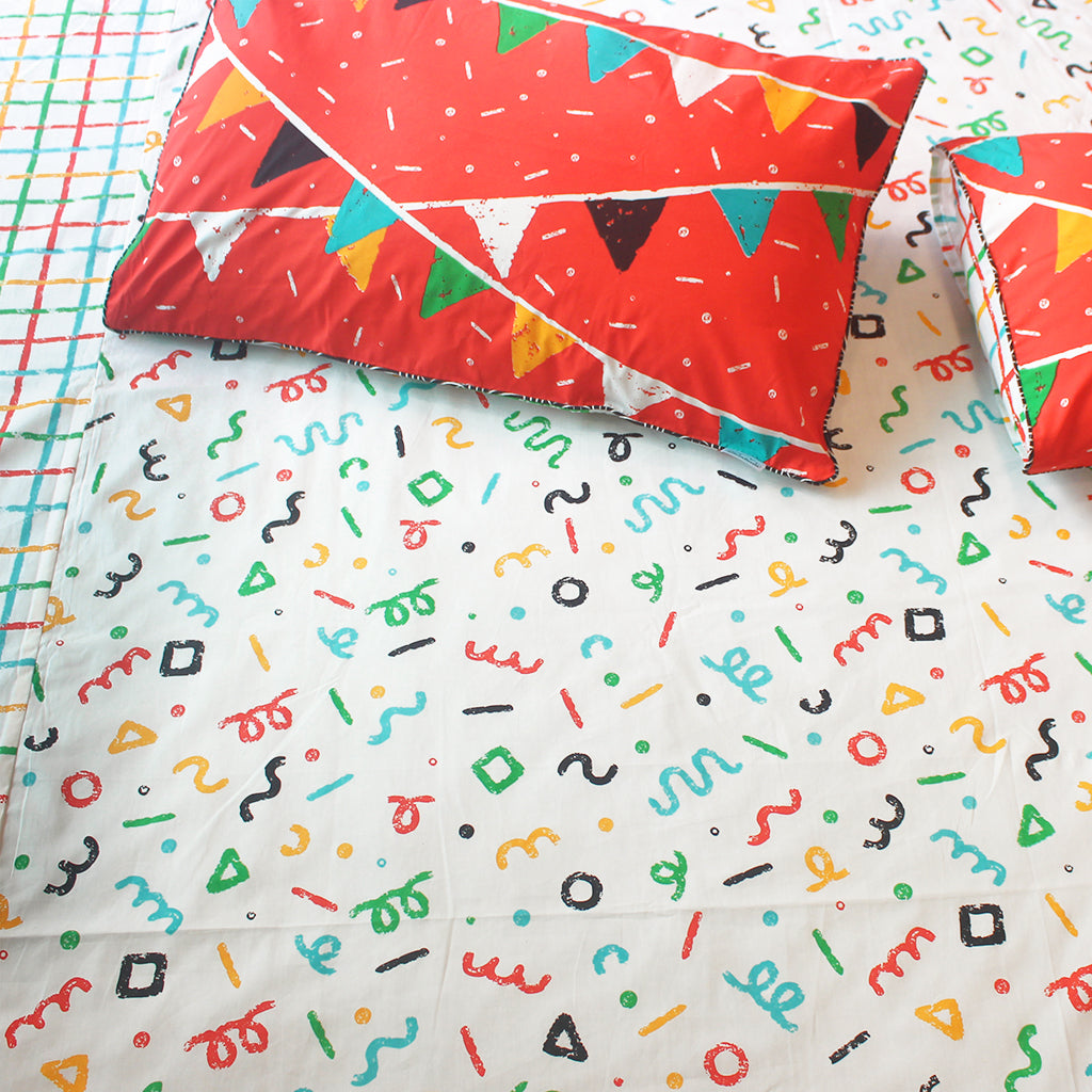 Confetti Pop Bold 100% Cotton Bedsheet for Boys and Girls with Pillow Cover - Single/Double/King (Can be Personalised) (Copy)