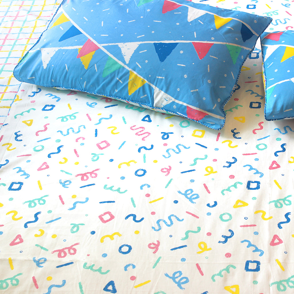 Confetti Pop Pastel 100% Cotton Bedsheet for Boys and Girls with Pillow Cover - Single/Double/King (Can be Personalised) (Copy) (Copy)
