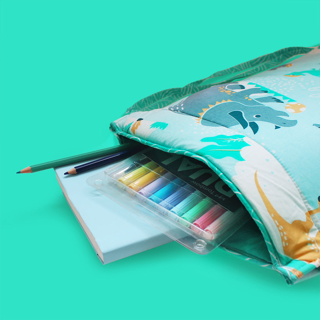 Drawstring Bag with Waterproof Lining || Multipurpose, Swimming Bag, Tuition Bag (Can be Personalised)- Dinosaur