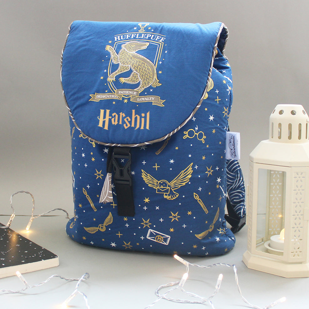 Official Harry Potter House Backpack Bag with Waterproof Lining || Multipurpose, Swimming Bag, Playtime Bag, Tuition Bag (Can be Personalised) - Hufflepuff