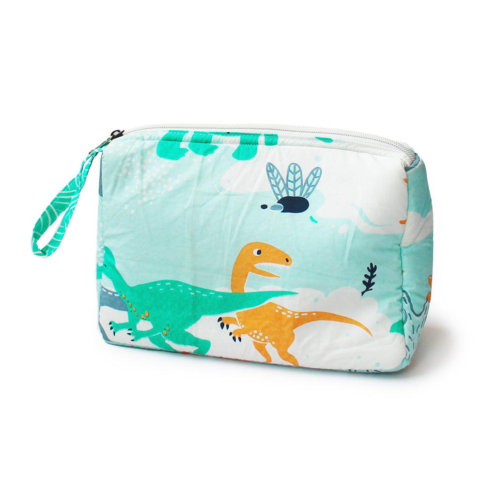 Drawstring Bag and Pouch Combo with Waterproof Lining || Multipurpose - Dinosaurs