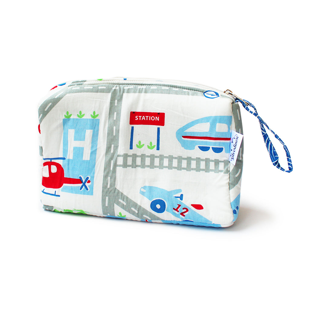 Drawstring Bag and Pouch Combo with Waterproof Lining || Multipurpose - Busy Street